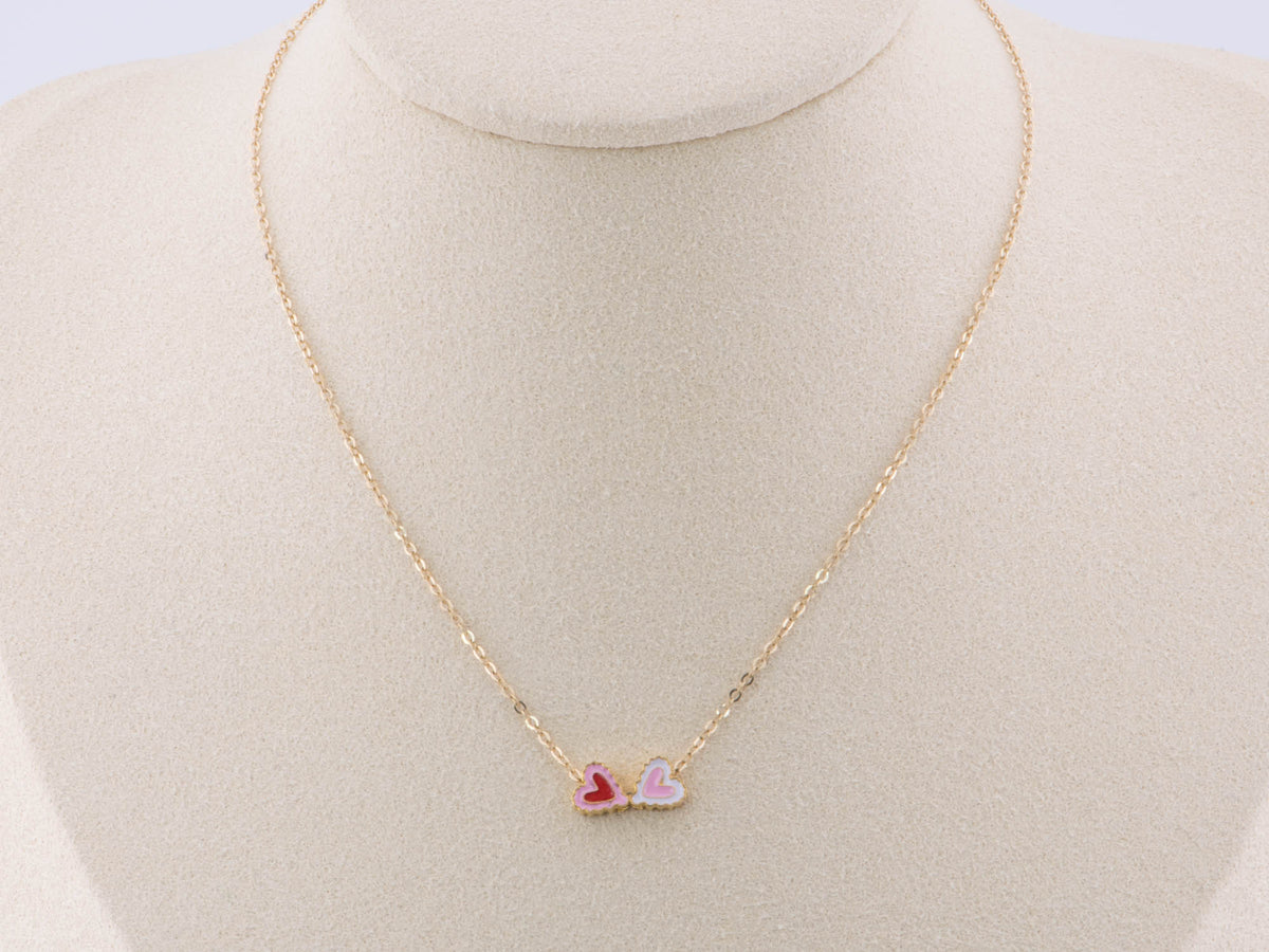 Mini Heart Slider for Necklace Bracelet Chain Enamel Pink Red 18K Gold R4495 Aurora Designer