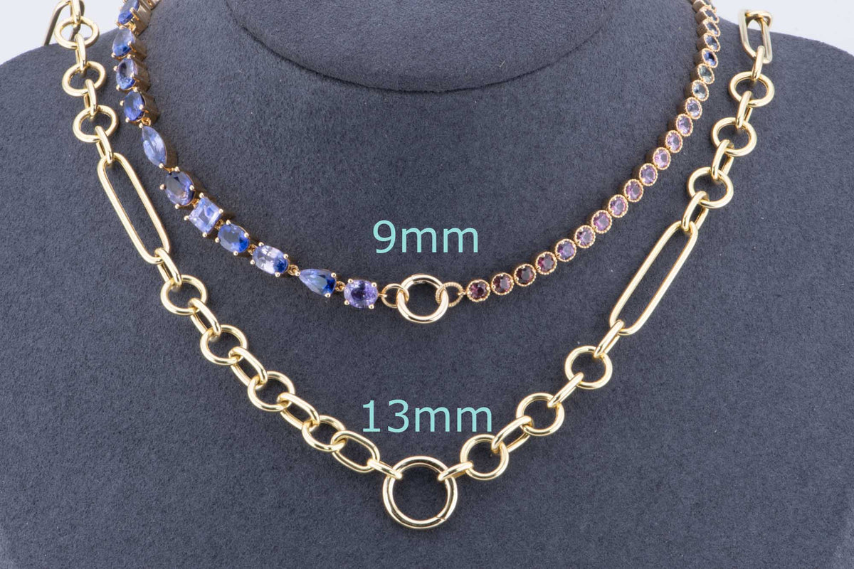 Push Gate Large Circle 13mm 14K Gold Pendant Holder Enhancer M4006 Aurora Designer