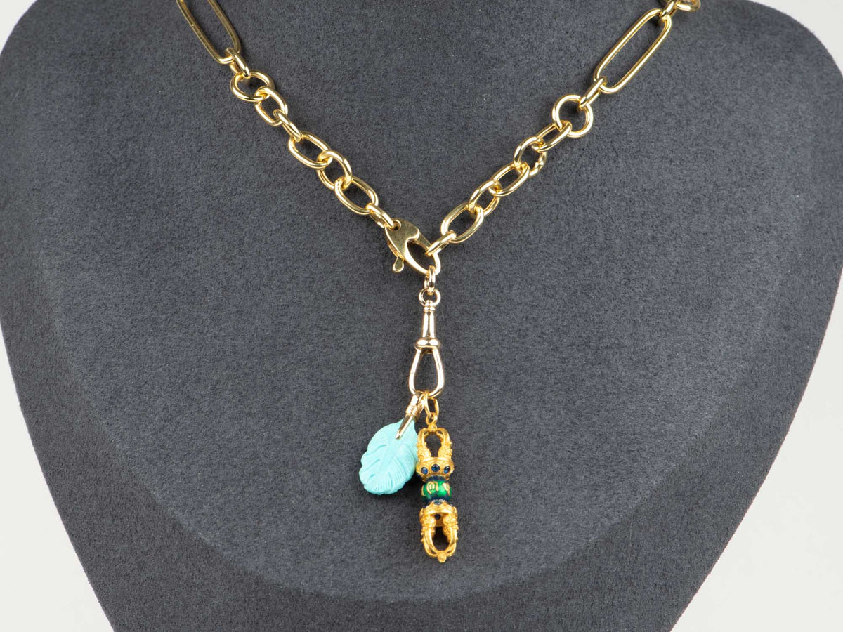 18K Gold Vajra Pendant Charm with Enamel and Sapphires 2.95g R4672 Aurora Designer