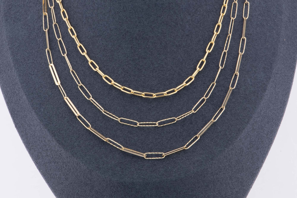 14K Gold 7x3mm Paperclip Chain Necklace 18" 24" 4-5g Smooth Round Edge Aurora Designer