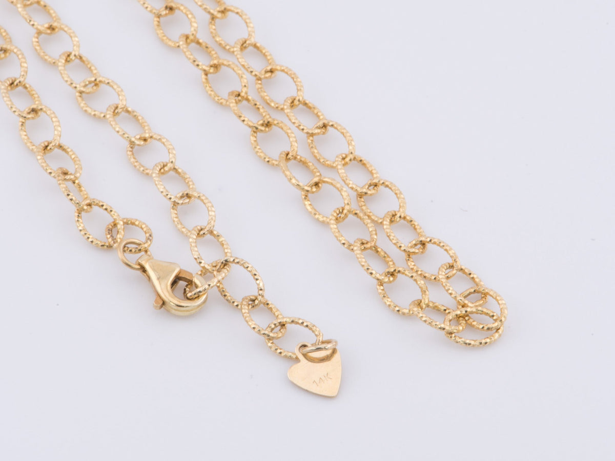17.5" 14K Gold Sparkle Oval Link Necklace ~6.2g R4506 Aurora Designer