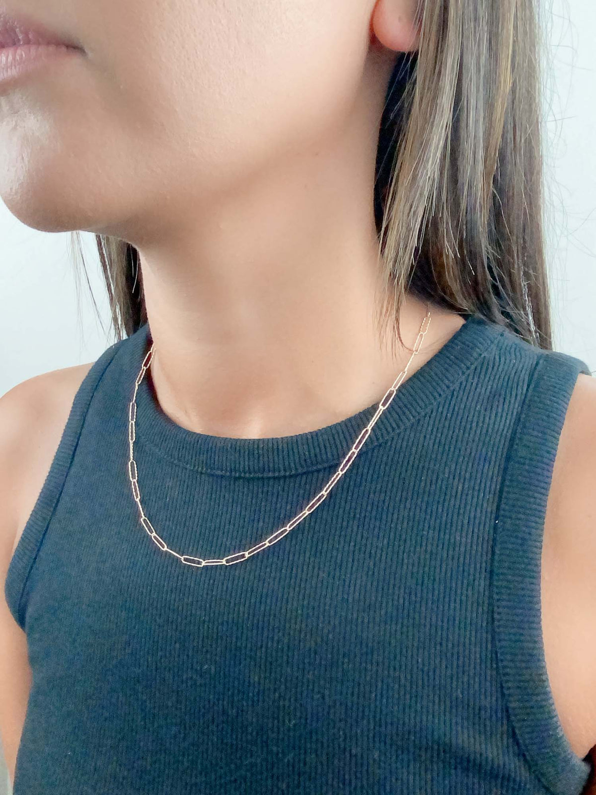 18" 14K Gold Diamond Cut Paperclip Link Necklace R4507 Aurora Designer