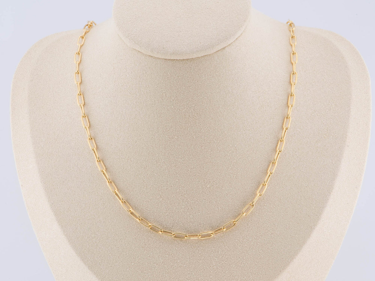 14K Gold 7x3mm Paperclip Chain Necklace 18" 24" 4-5g Smooth Round Edge Aurora Designer