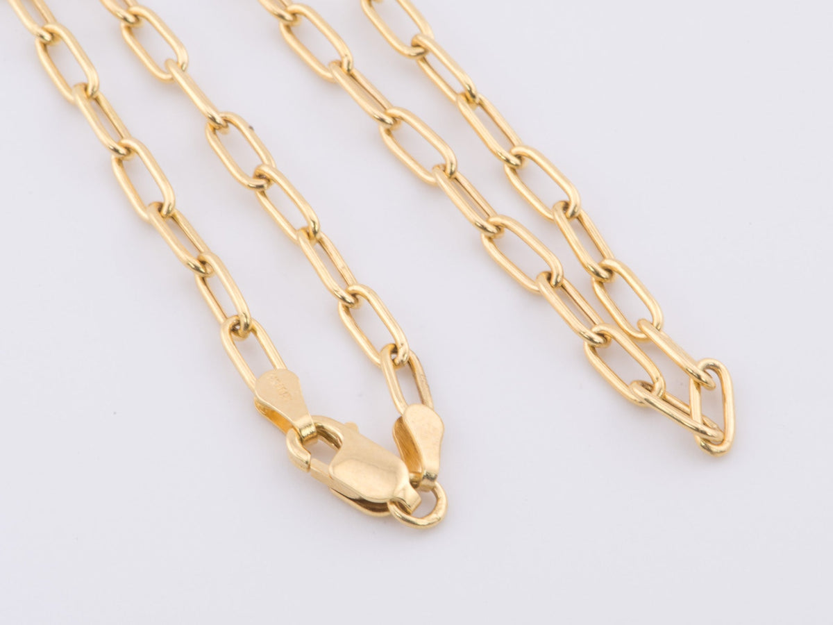14K Gold 7x3mm Paperclip Chain Necklace 18" 24" 4-5g Smooth Round Edge Aurora Designer