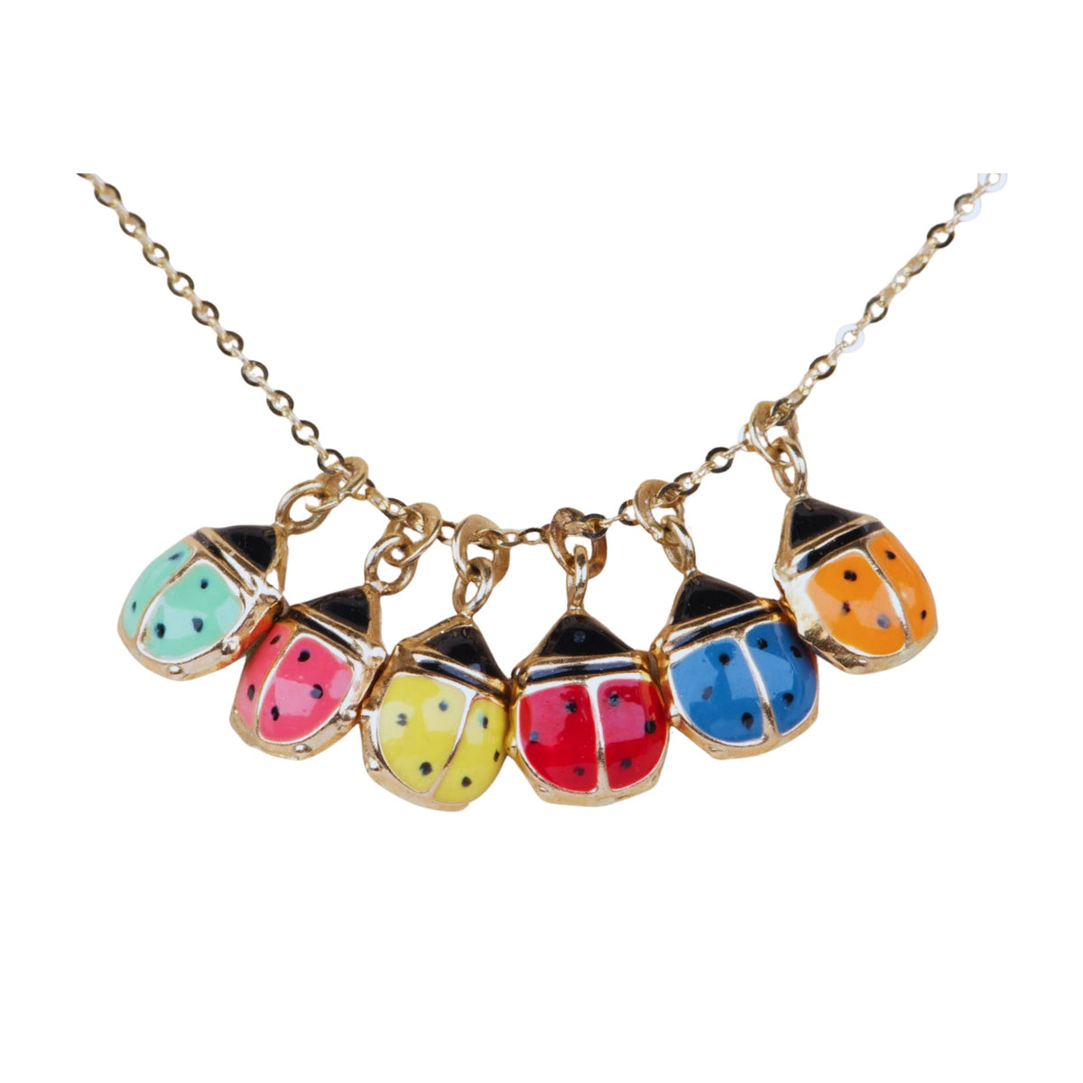 14K Gold Colorful Enamel Ladybug Charm with Clip-On Bail R4521 Aurora Designer