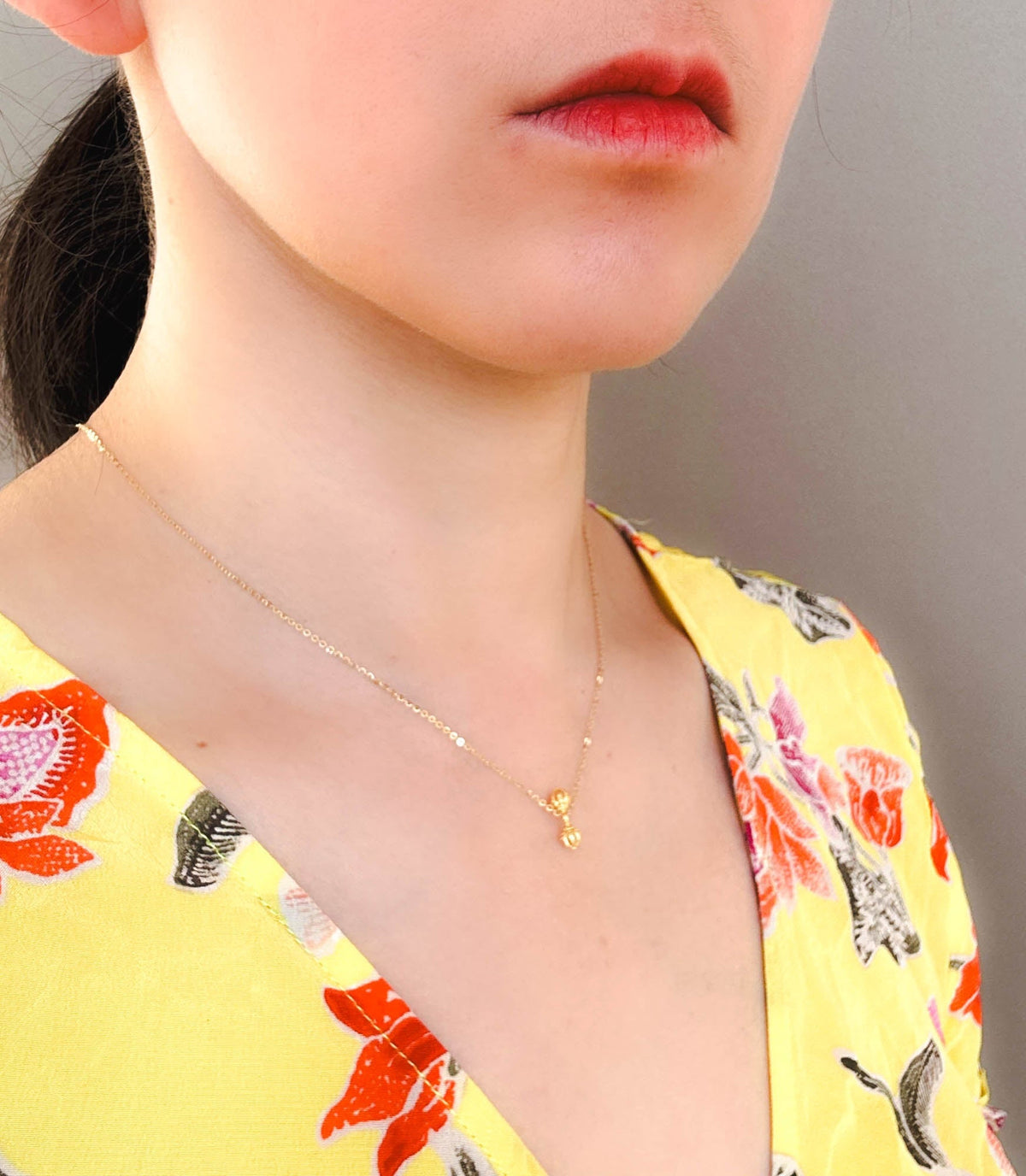 18K Gold Mini Vajra Charm Pendant with Red Ruby R4525 Aurora Designer