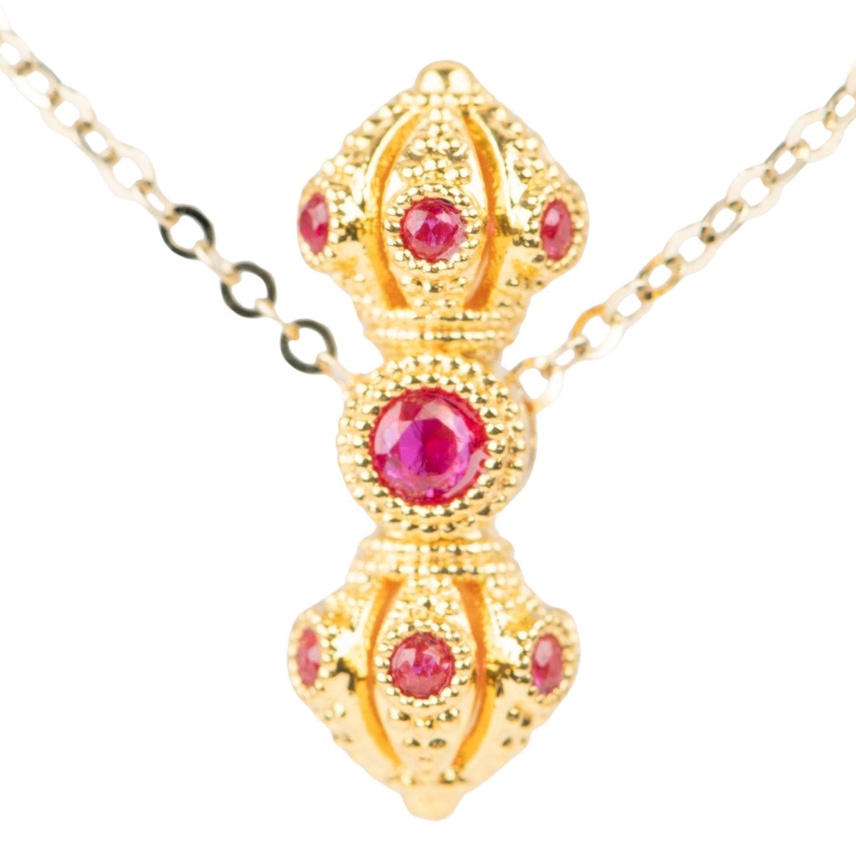 18K Gold Mini Vajra Charm Pendant with Red Ruby R4525 Aurora Designer