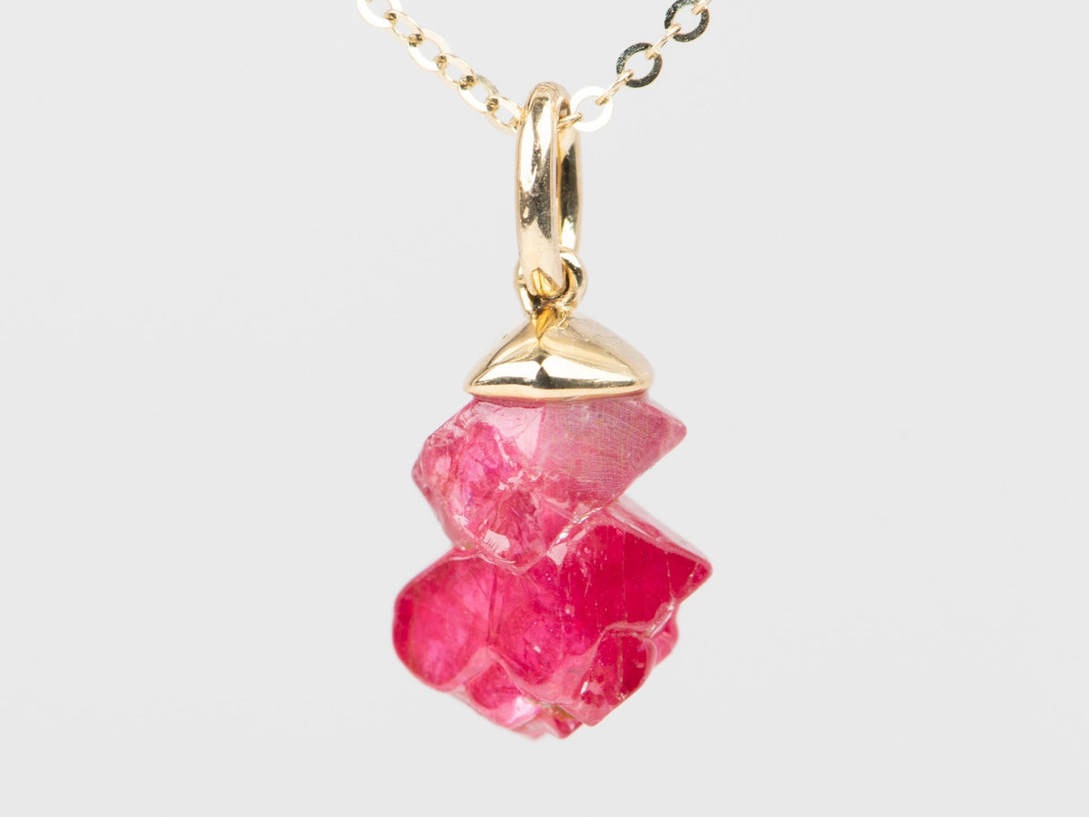 Red or Orange Spinel Octahedral Crystal with 14K Gold Cap Pendant Charm R4526 Aurora Designer