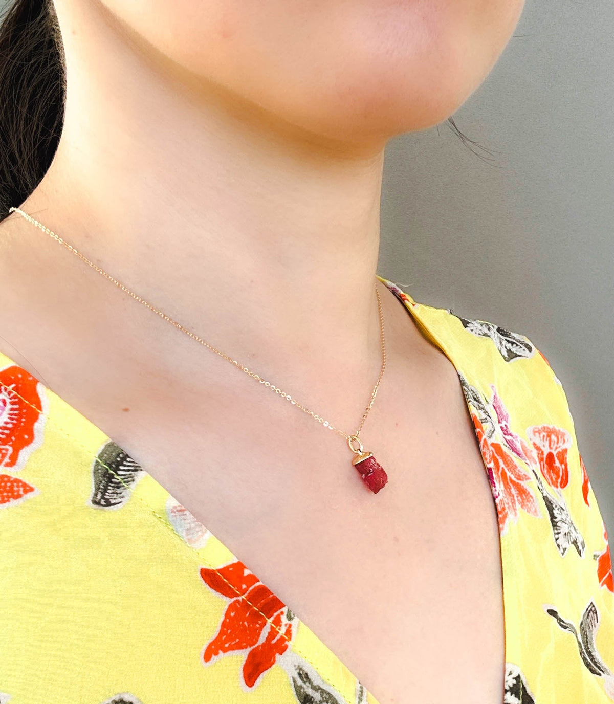 Red or Orange Spinel Octahedral Crystal with 14K Gold Cap Pendant Charm R4526 Aurora Designer
