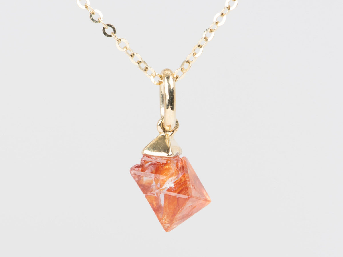 Red or Orange Spinel Octahedral Crystal with 14K Gold Cap Pendant Charm R4526 Aurora Designer