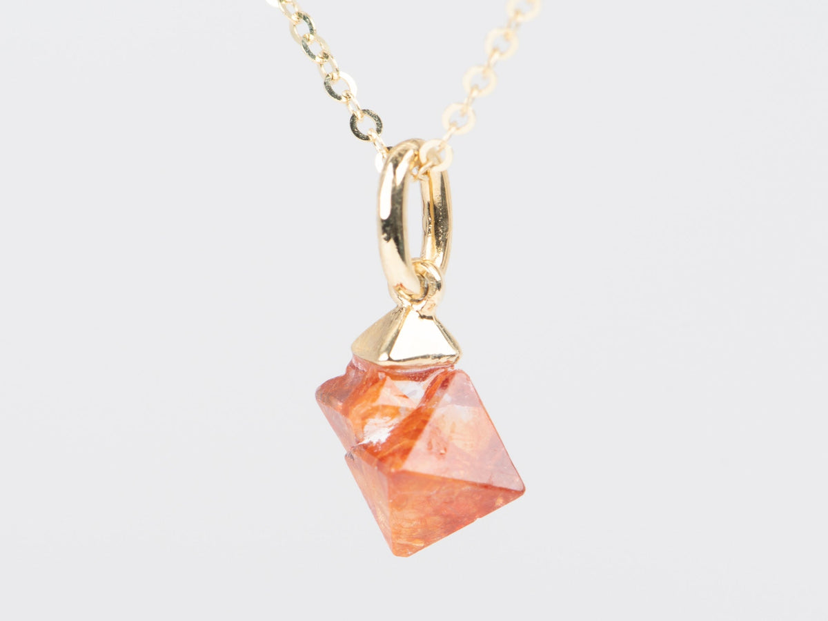 Red or Orange Spinel Octahedral Crystal with 14K Gold Cap Pendant Charm R4526 Aurora Designer