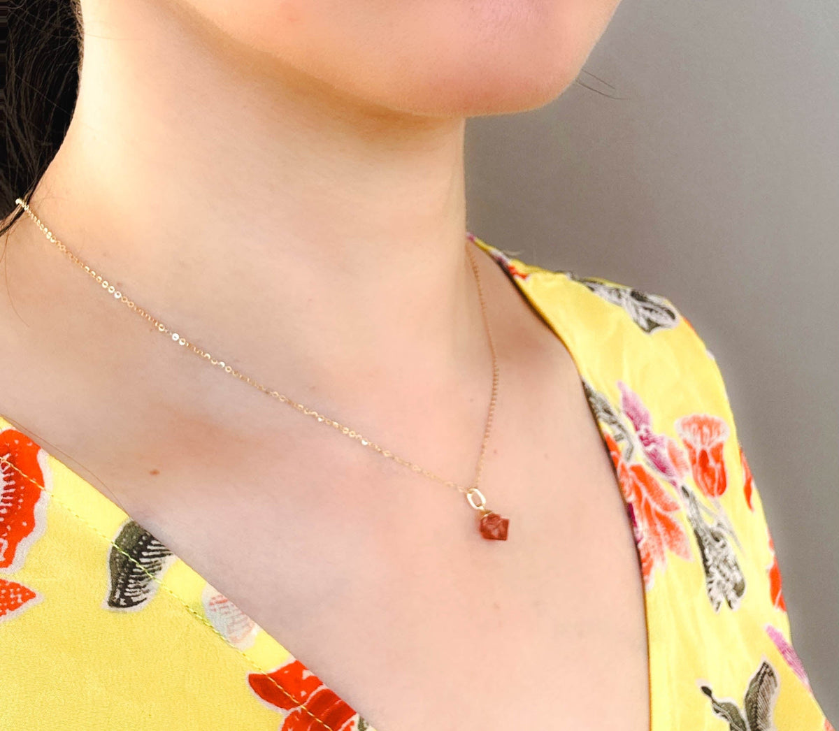 Red or Orange Spinel Octahedral Crystal with 14K Gold Cap Pendant Charm R4526 Aurora Designer