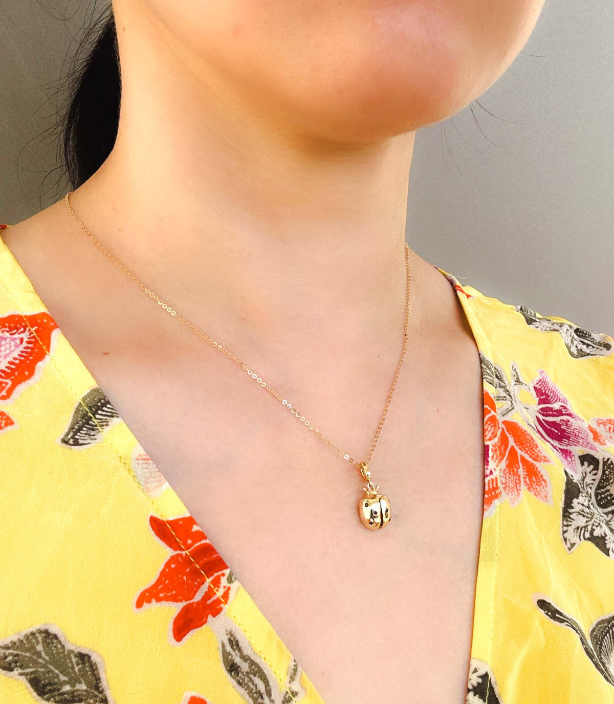 Mexican Fire Opal Ladybug Pendant with Moving Wings 14K Gold R4530 Aurora Designer