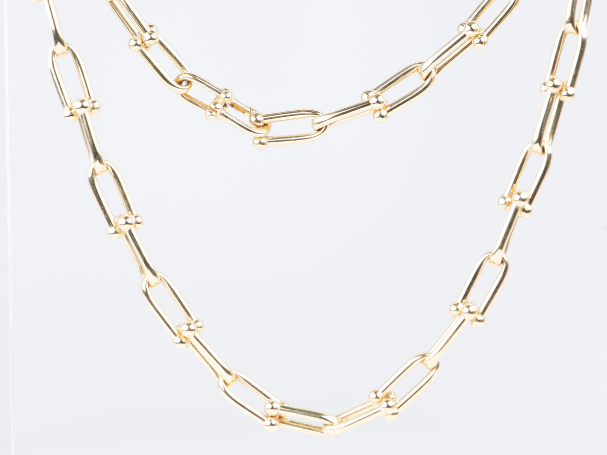 18K Gold Horseshoe Link Hardwear Style Necklace 20.2g R4532 Aurora Designer