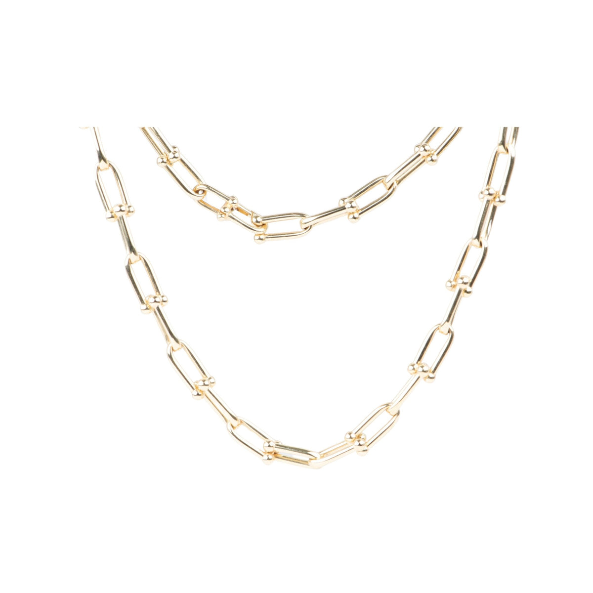 18K Gold Horseshoe Link Hardwear Style Necklace 20.2g R4532 Aurora Designer
