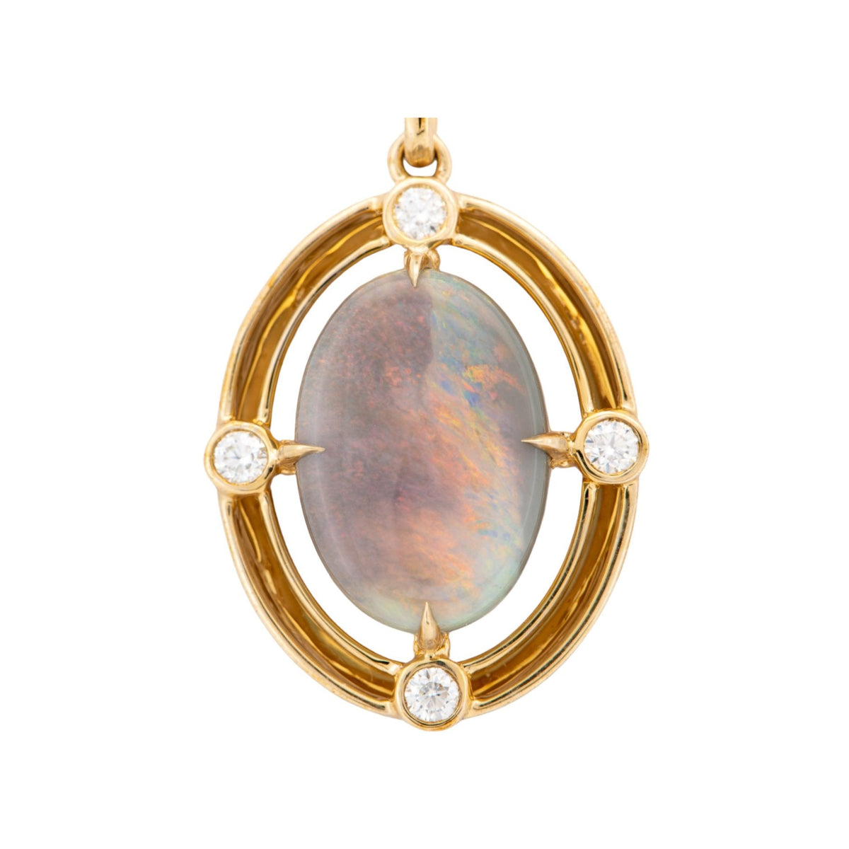 3.76ct Solid Australian Opal Pendant 9K Gold Charm R4533 Aurora Designer