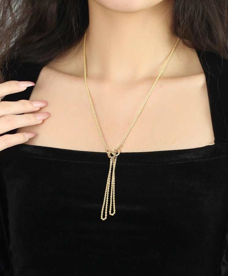 18K Gold Rope Adjustable Chain Necklace 31.5" Wear Multiple Ways R4546 Aurora Designer