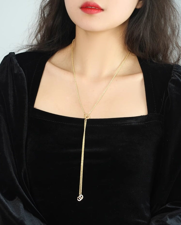 18K Gold Rope Adjustable Chain Necklace 31.5" Wear Multiple Ways R4546 Aurora Designer