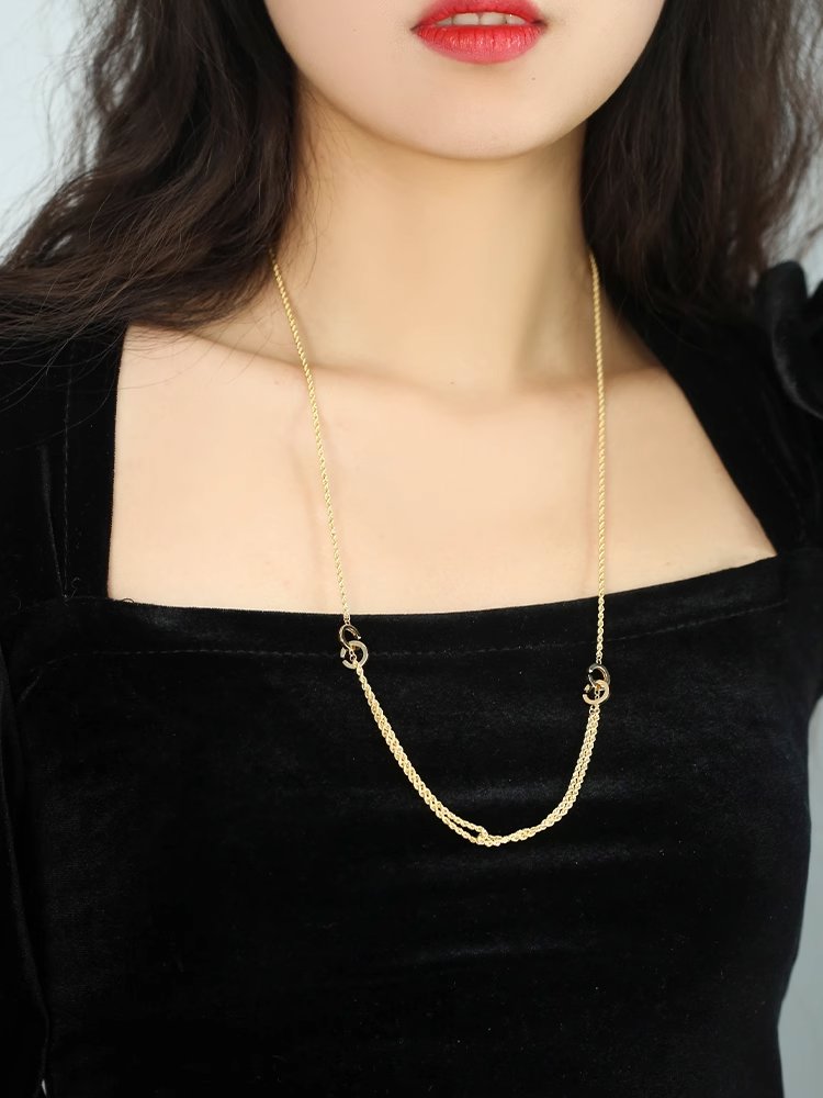 18K Gold Rope Adjustable Chain Necklace 31.5" Wear Multiple Ways R4546 Aurora Designer