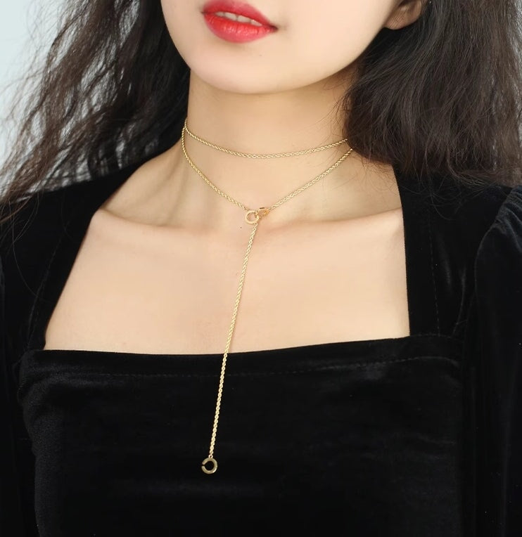 18K Gold Rope Adjustable Chain Necklace 31.5" Wear Multiple Ways R4546 Aurora Designer