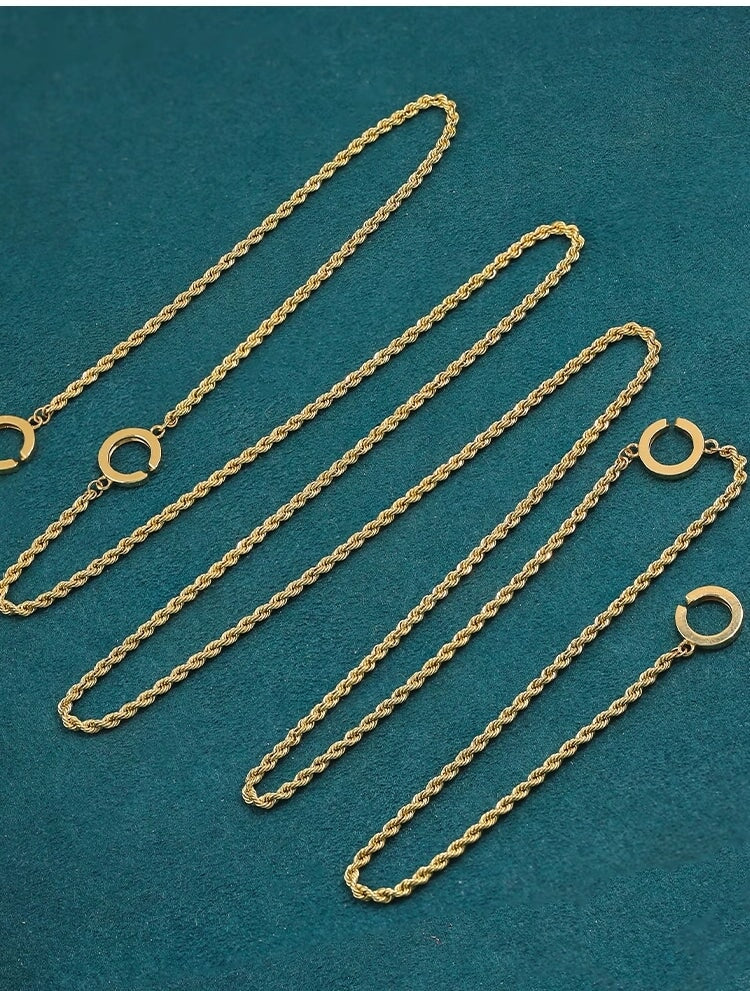 18K Gold Rope Adjustable Chain Necklace 31.5" Wear Multiple Ways R4546 Aurora Designer