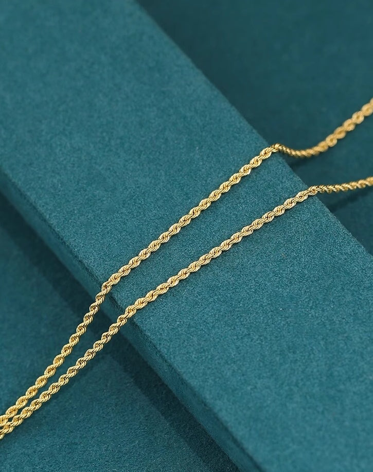 18K Gold Rope Adjustable Chain Necklace 31.5" Wear Multiple Ways R4546 Aurora Designer