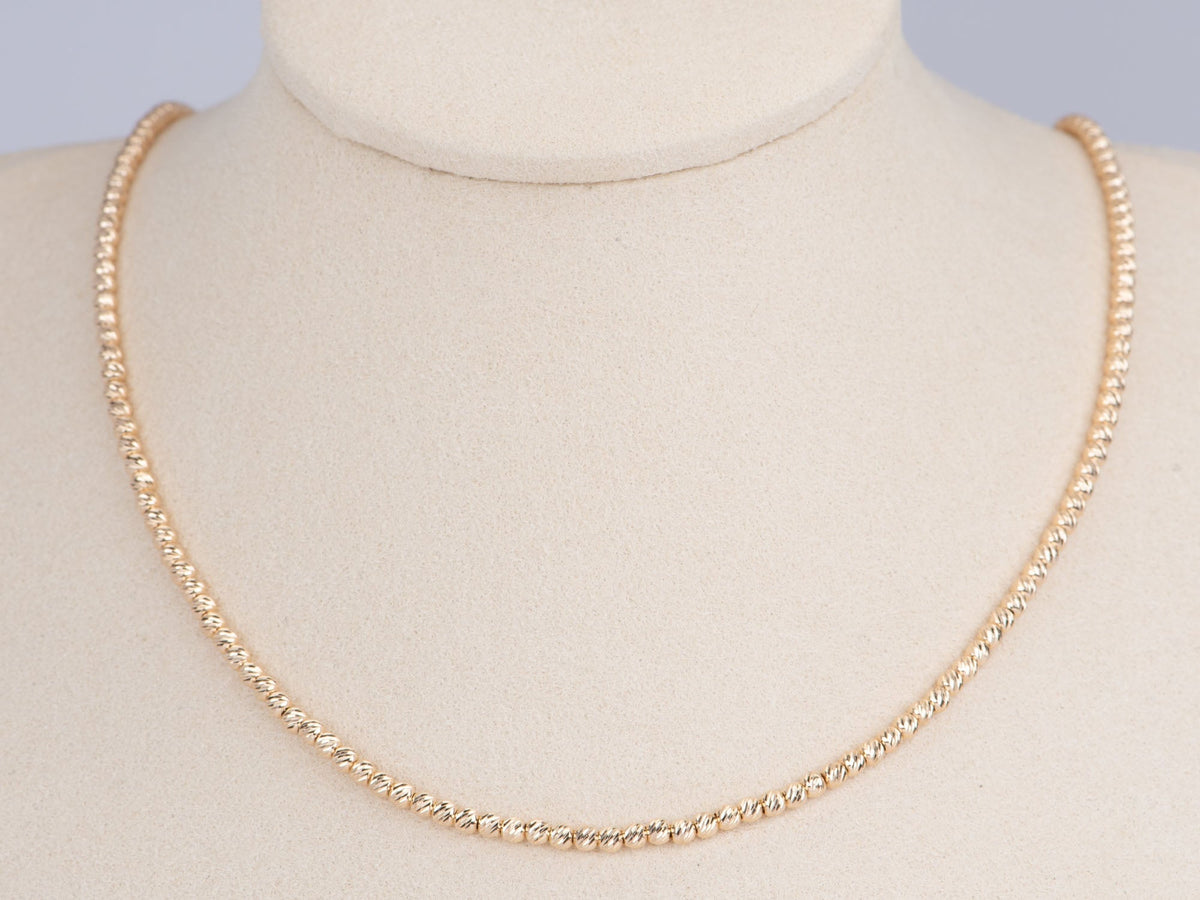 14K Gold 2.3mm Diamond Cut Sparkle Bead Necklace 6g R4547 Aurora Designer