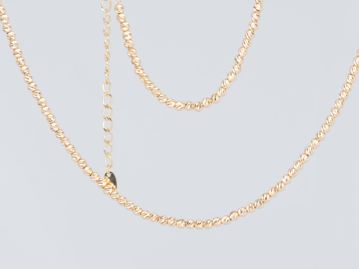 14K Gold 2.3mm Diamond Cut Sparkle Bead Necklace 6g R4547 Aurora Designer