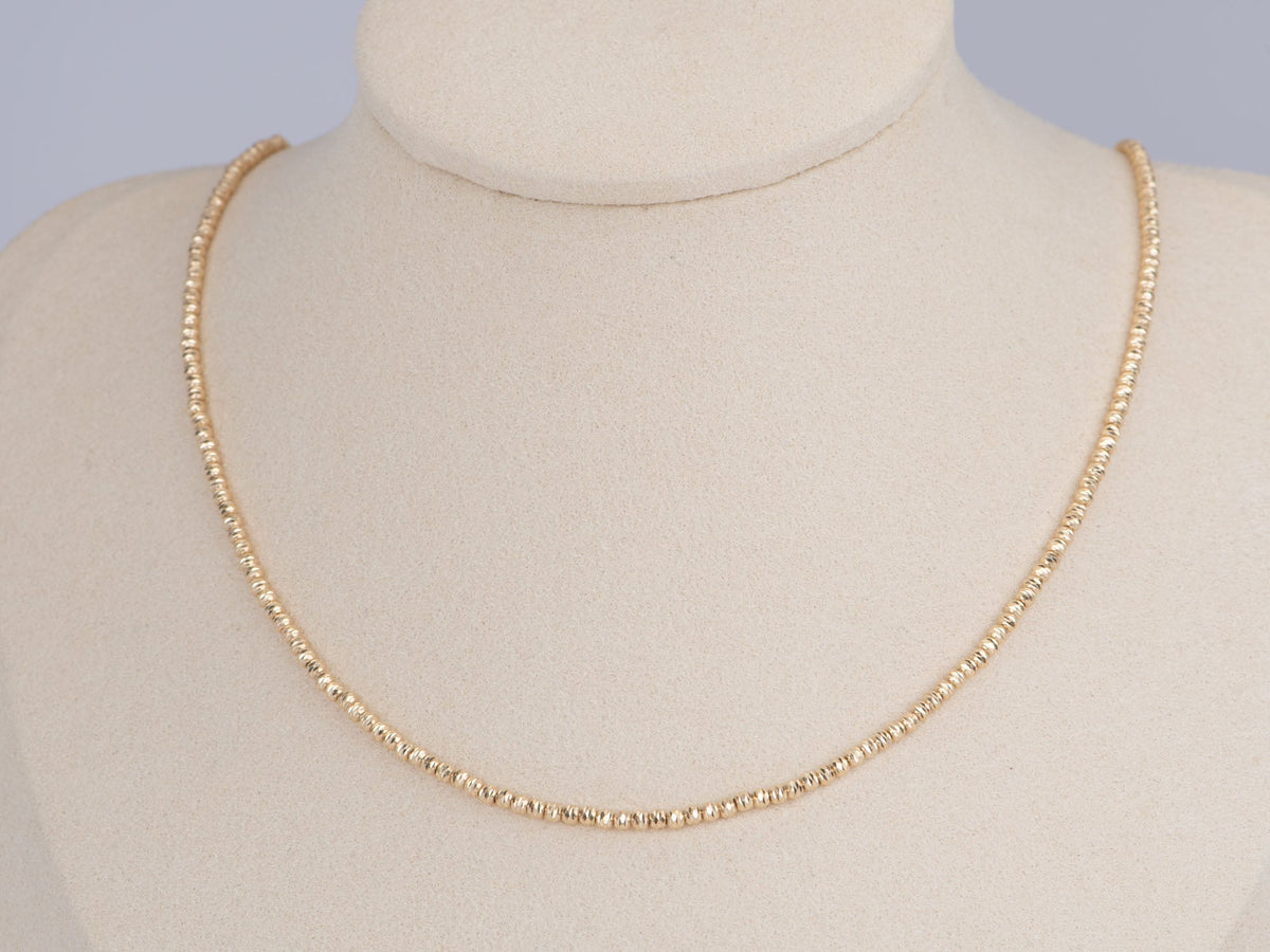 18K Gold 2mm Diamond Cut Sparkle Bead Necklace 5g+ R4548 Aurora Designer