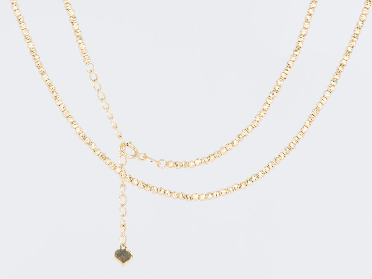 18K Gold 2mm Diamond Cut Sparkle Bead Necklace 5g+ R4548 Aurora Designer