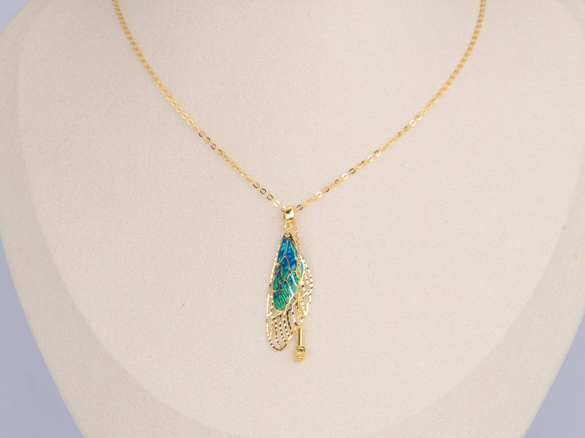18K Gold Plique-à-jour Enamel Butterfly Wing Necklace R4549 Closeout