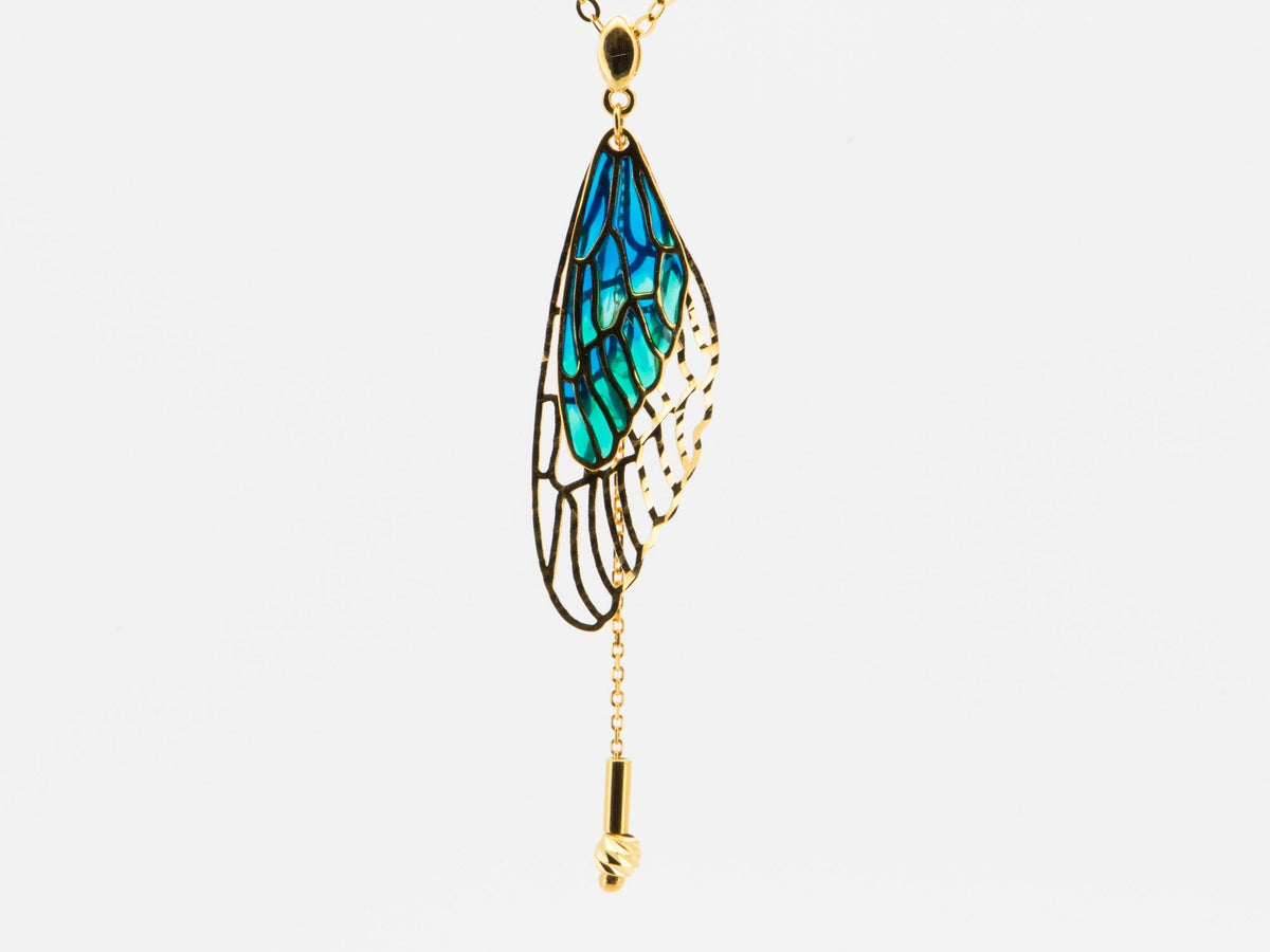 18K Gold Plique-à-jour Enamel Butterfly Wing Necklace R4549 Closeout