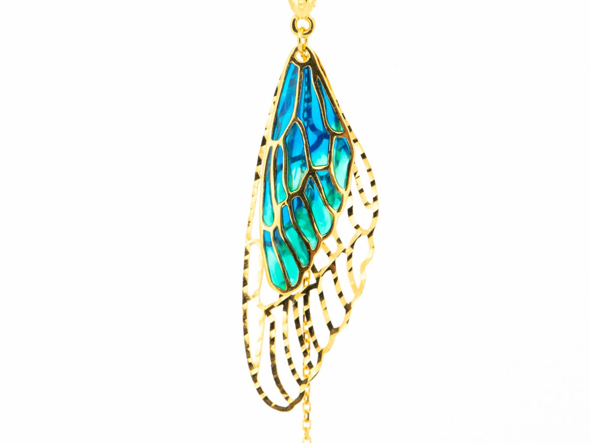 18K Gold Plique-à-jour Enamel Butterfly Wing Necklace R4549 Closeout