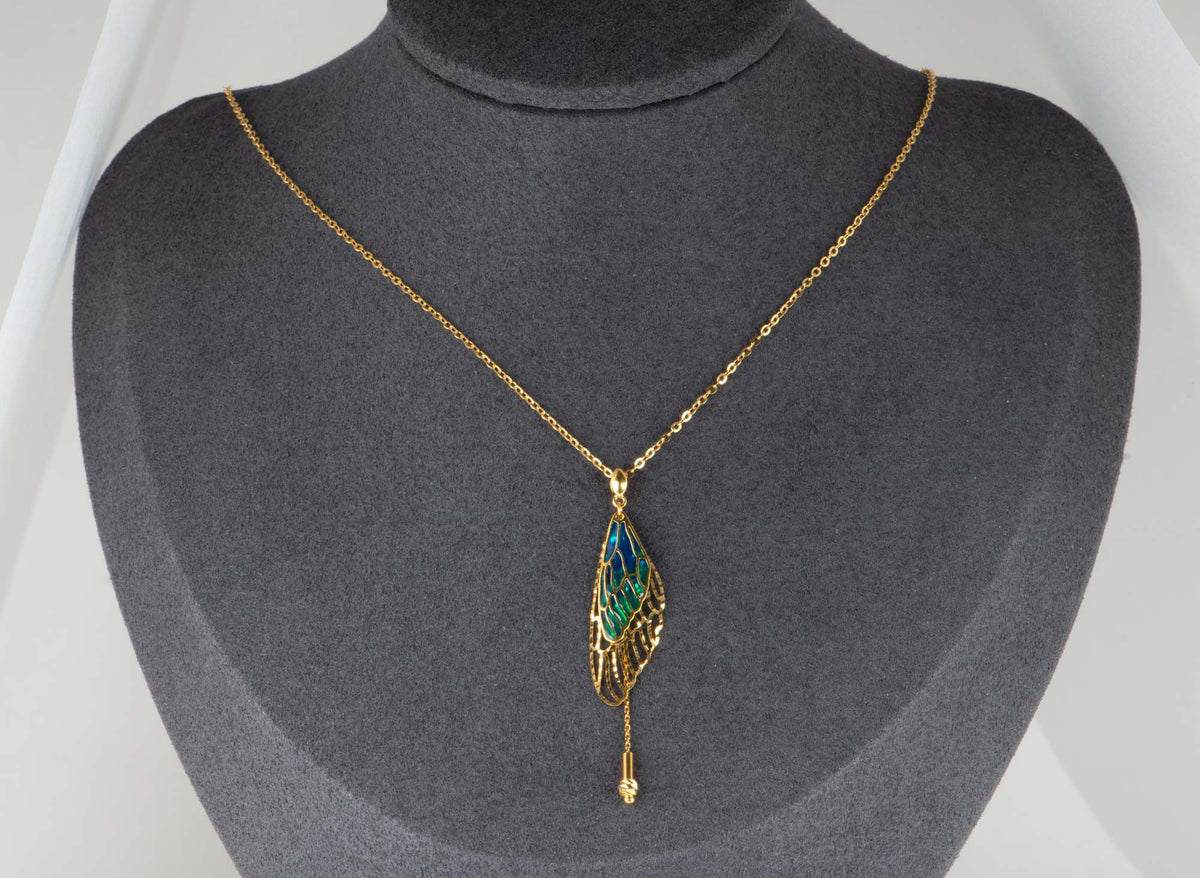 18K Gold Plique-à-jour Enamel Butterfly Wing Necklace R4549 Closeout