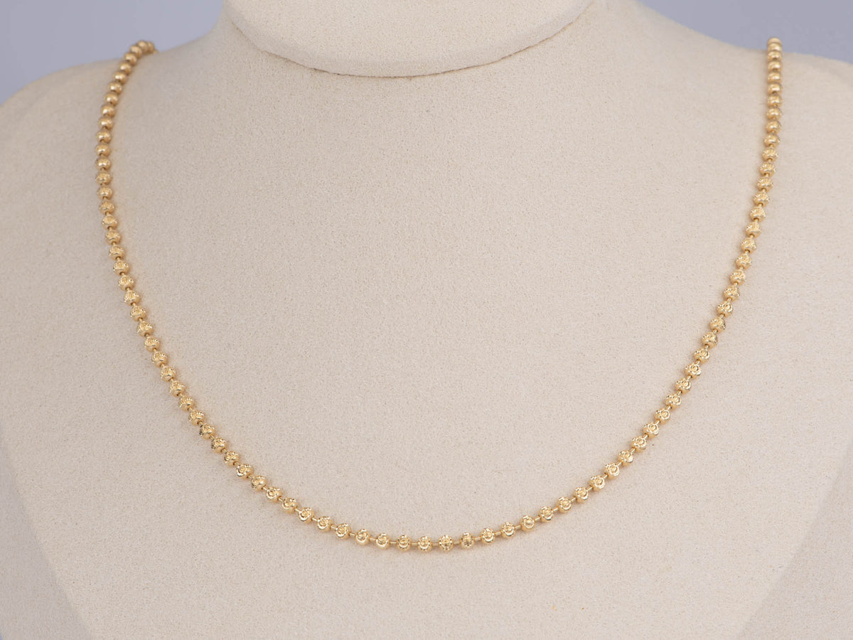 18K Gold Sparkle Bead Long Chain Necklace 23.5" R4550 Aurora Designer