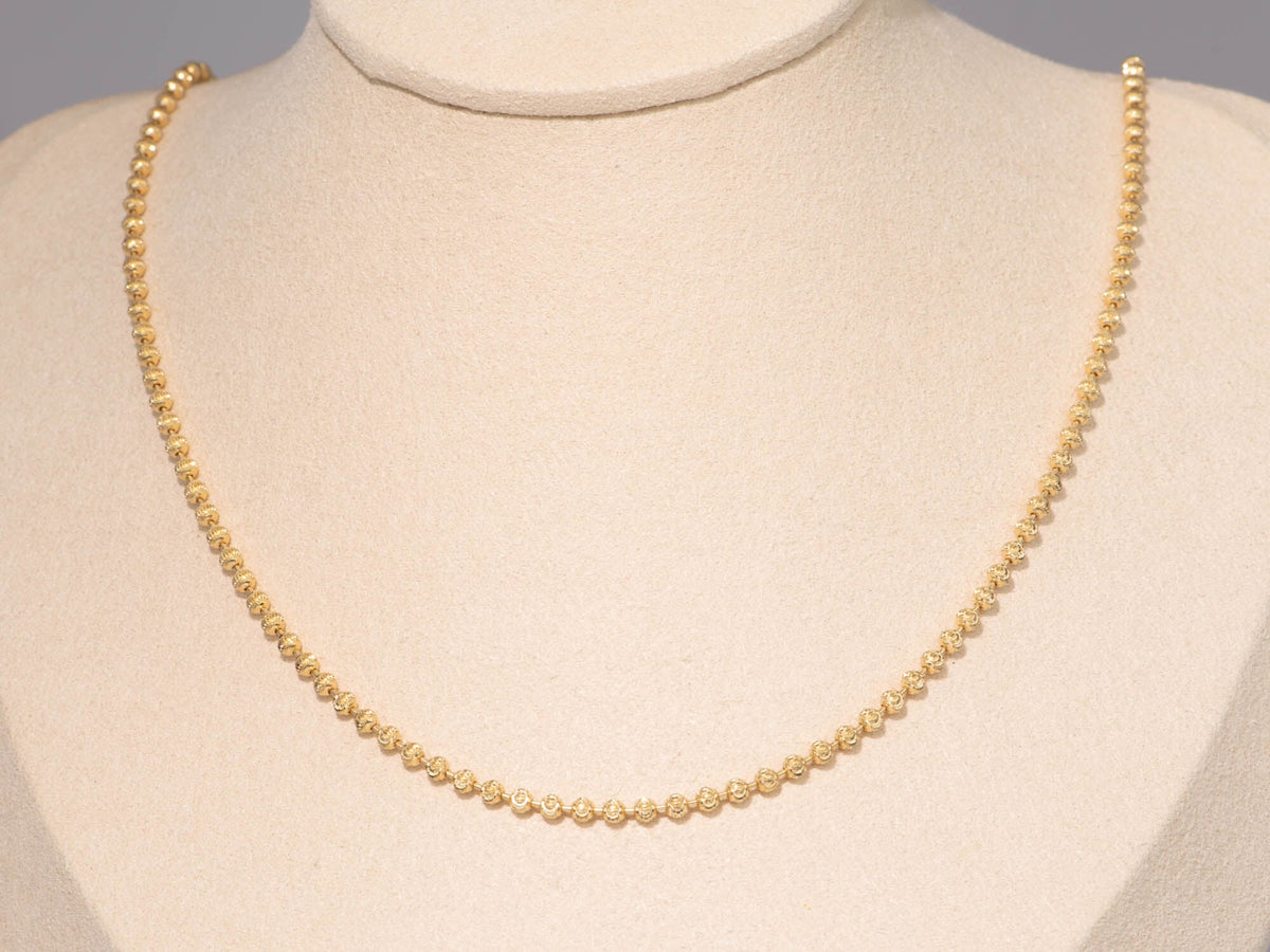 18K Gold Sparkle Bead Long Chain Necklace 23.5" R4550 Aurora Designer