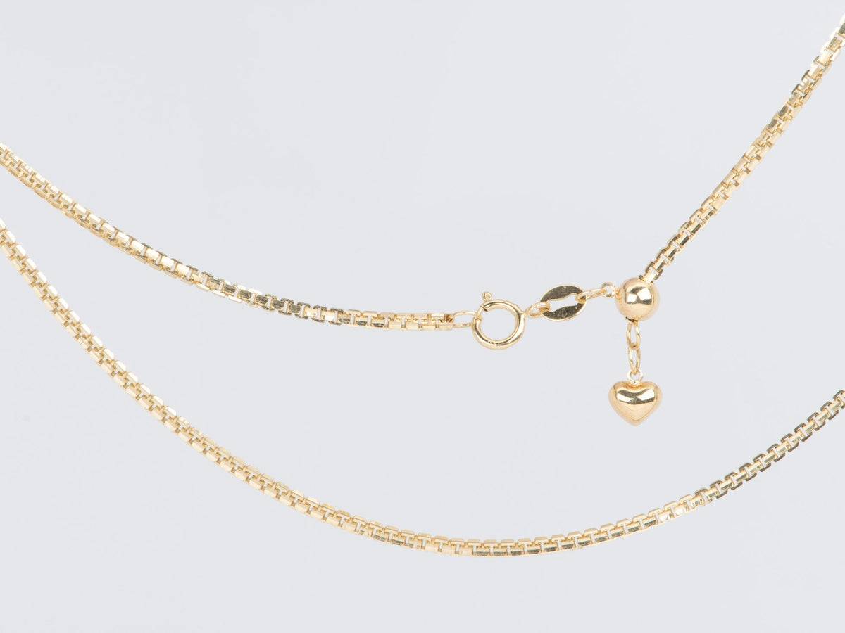 18K Gold Heavy Box Chain 19.5" Fully Adjustable Length Heavy 8.7g R4551 Aurora Designer