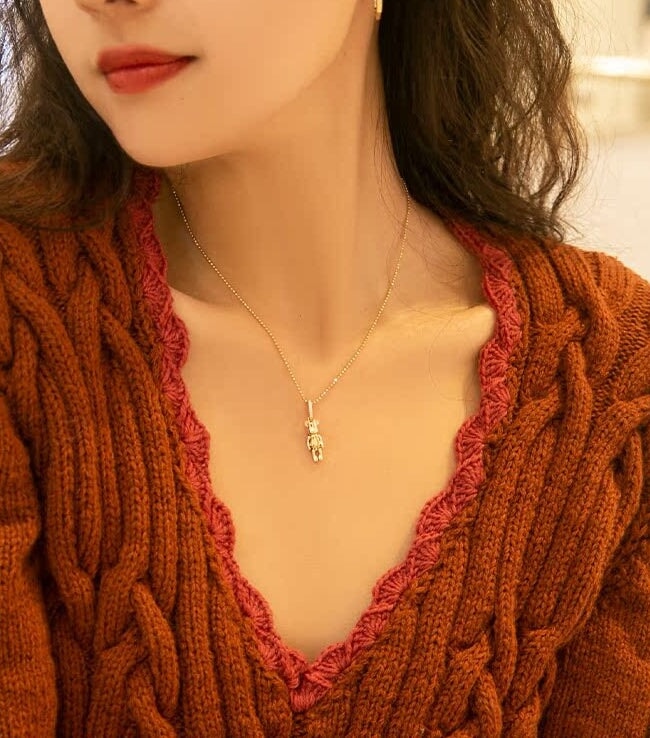 14K Gold Teddy Bear Pendant Charm with Moving Legs and Arms Plus Clip-On Bail R4554 Aurora Designer