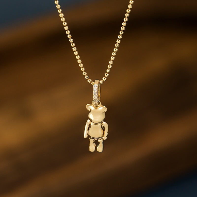14K Gold Teddy Bear Pendant Charm with Moving Legs and Arms Plus Clip-On Bail R4554 Aurora Designer