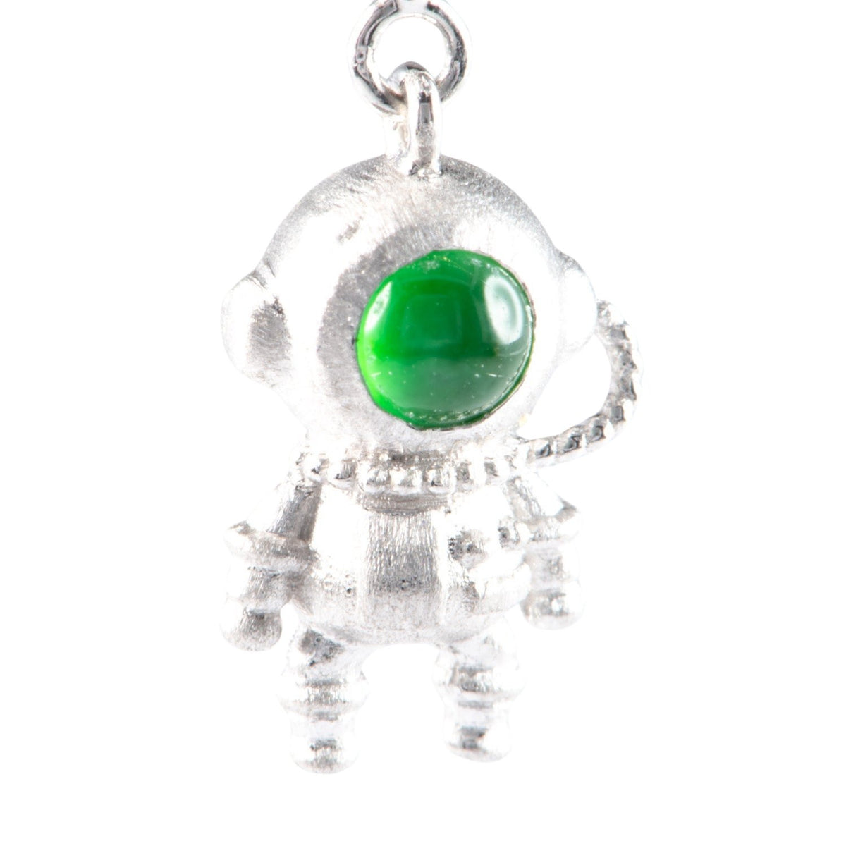 18K White Gold Astronaut Pendant Charm with Jadeite Jade Helmet R4555 Aurora Designer