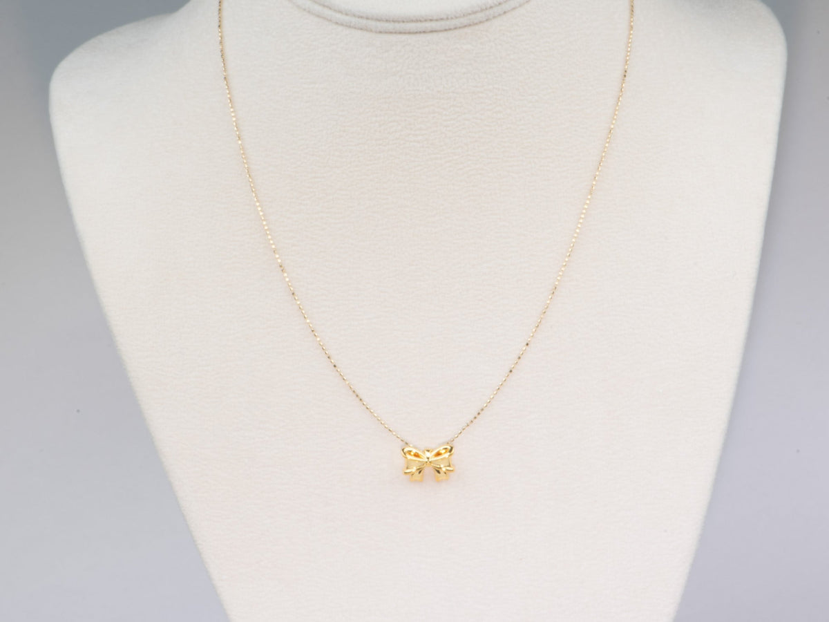 Mini 18K Gold Bow Tie Pendant Charm Slider for Bracelet Necklace Light Weight R4556 Aurora Designer
