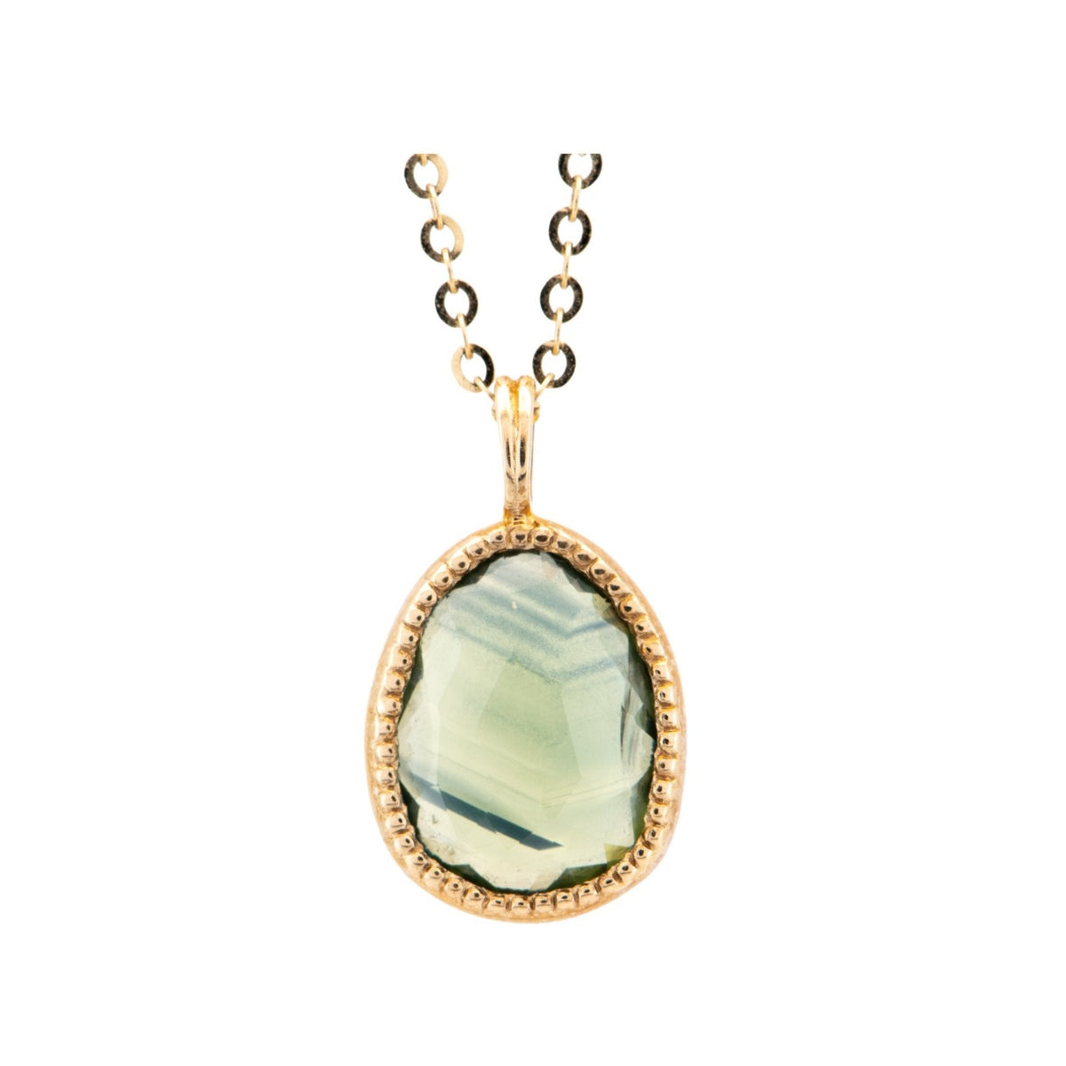 1.86ct Rose Cut Teal Sapphire Pendant 9K Gold R4558 Aurora Designer