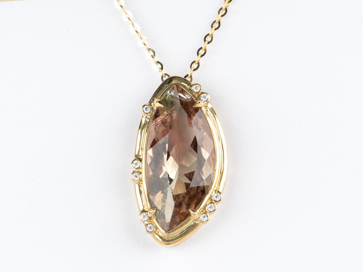 5.55ct Fancy Shape Bi-Color Oregon Sunstone Pendant 9K Gold Wear Multiple Ways R4560 Aurora Designer
