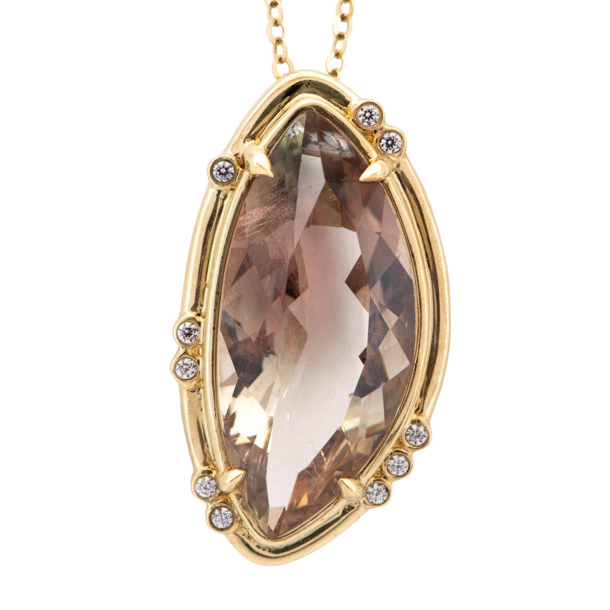 5.55ct Fancy Shape Bi-Color Oregon Sunstone Pendant 9K Gold Wear Multiple Ways R4560 Aurora Designer