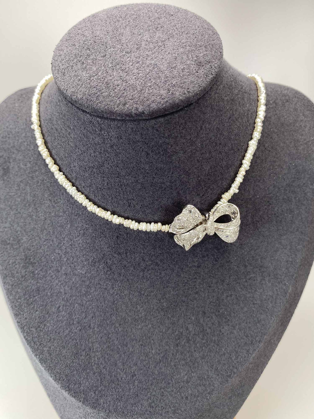 1ct Diamond Pave Ribbon Bow Pendant Necklace Slider 18K White Gold R4562 Aurora Designer