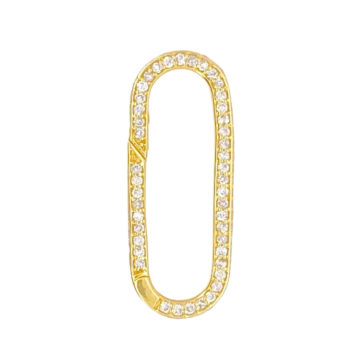 Large Rectangle 25x9mm Charm Holder Connector with Full Diamond Pave 14K Gold Aurora Designer