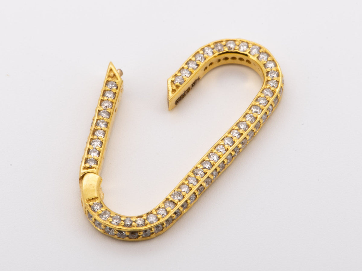 Large Rectangle 25x9mm Charm Holder Connector with Full Diamond Pave 14K Gold Aurora Designer