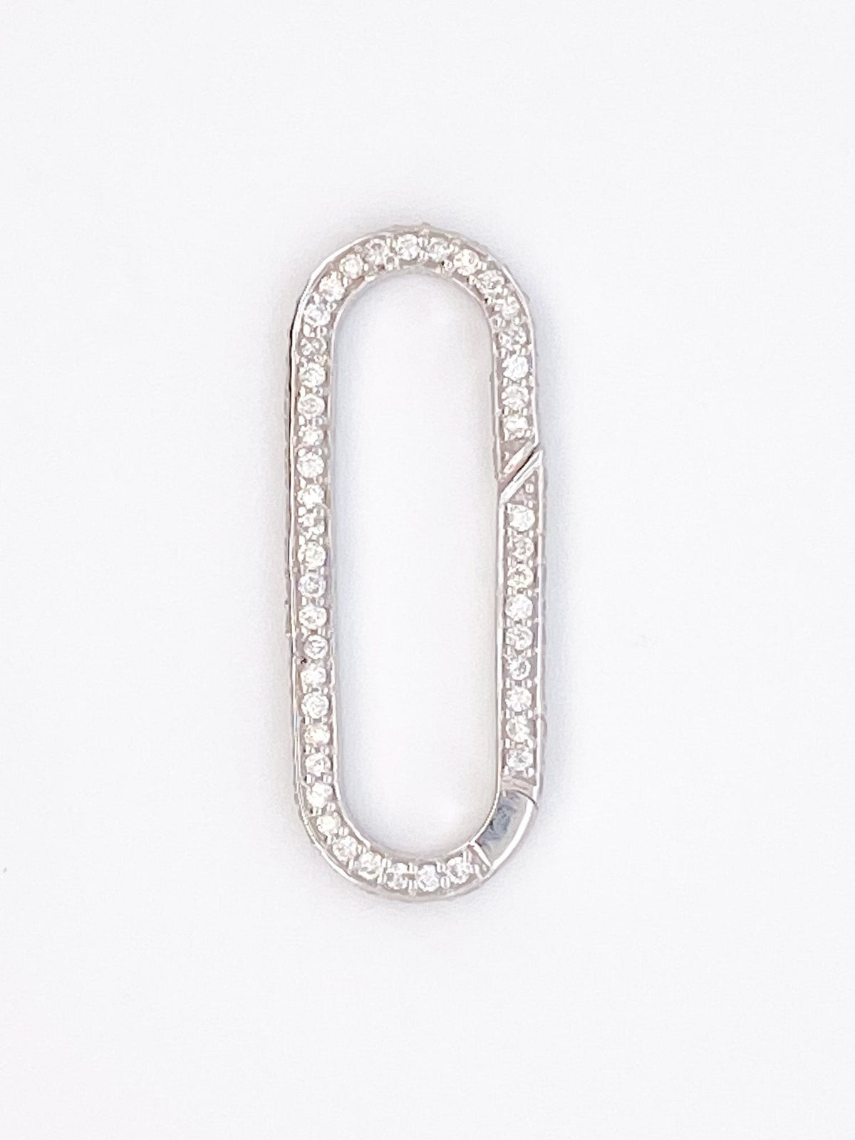Large Rectangle 25x9mm Charm Holder Connector with Full Diamond Pave 14K Gold Aurora Designer