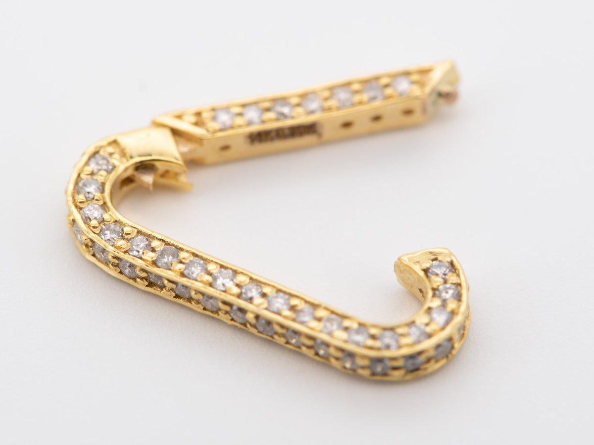 Medium Rectangle 15.5x6.5mm Charm Holder Connector Full Diamond Pave 14K Gold Aurora Designer