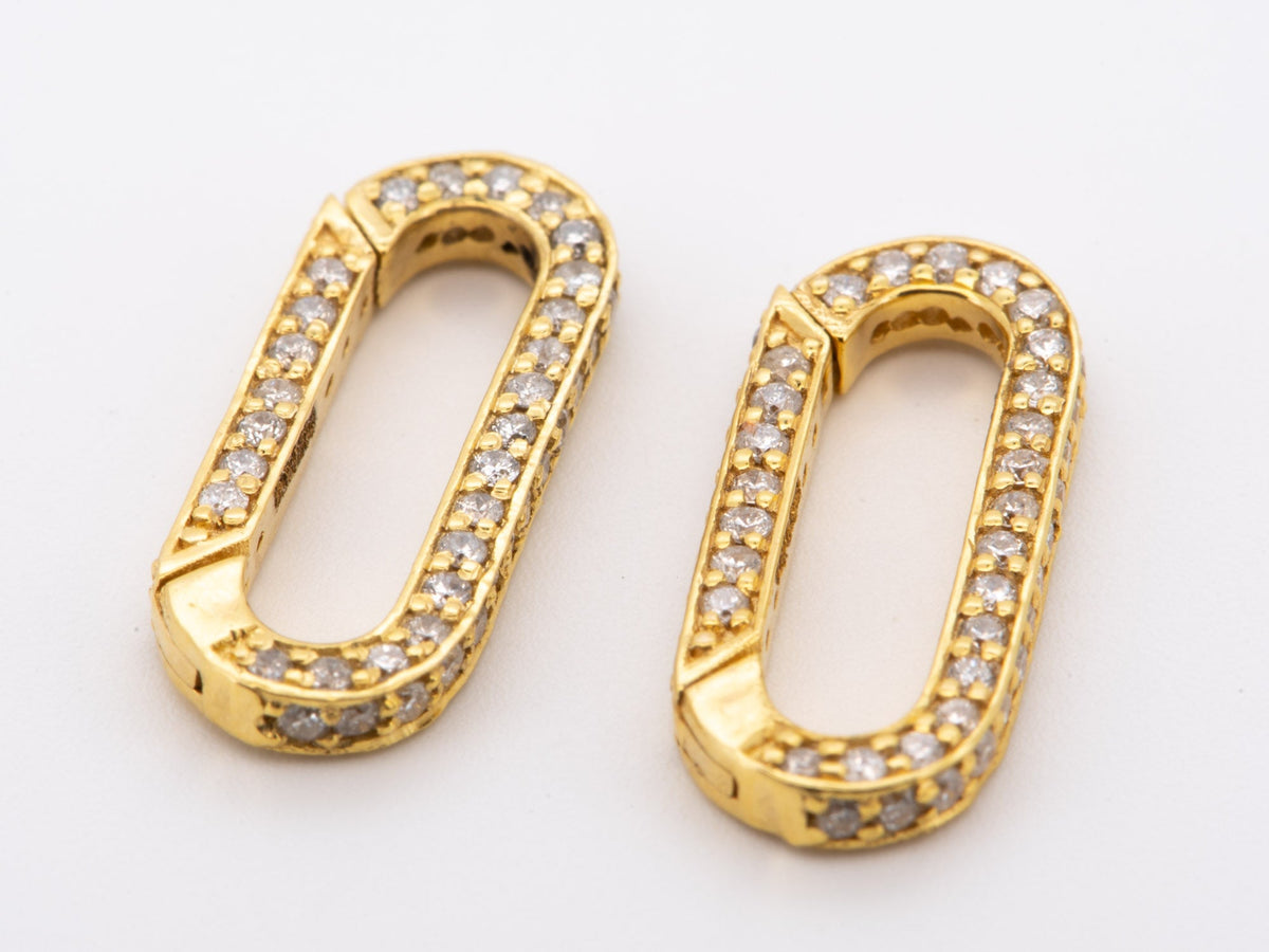 Medium Rectangle 15.5x6.5mm Charm Holder Connector Full Diamond Pave 14K Gold Aurora Designer